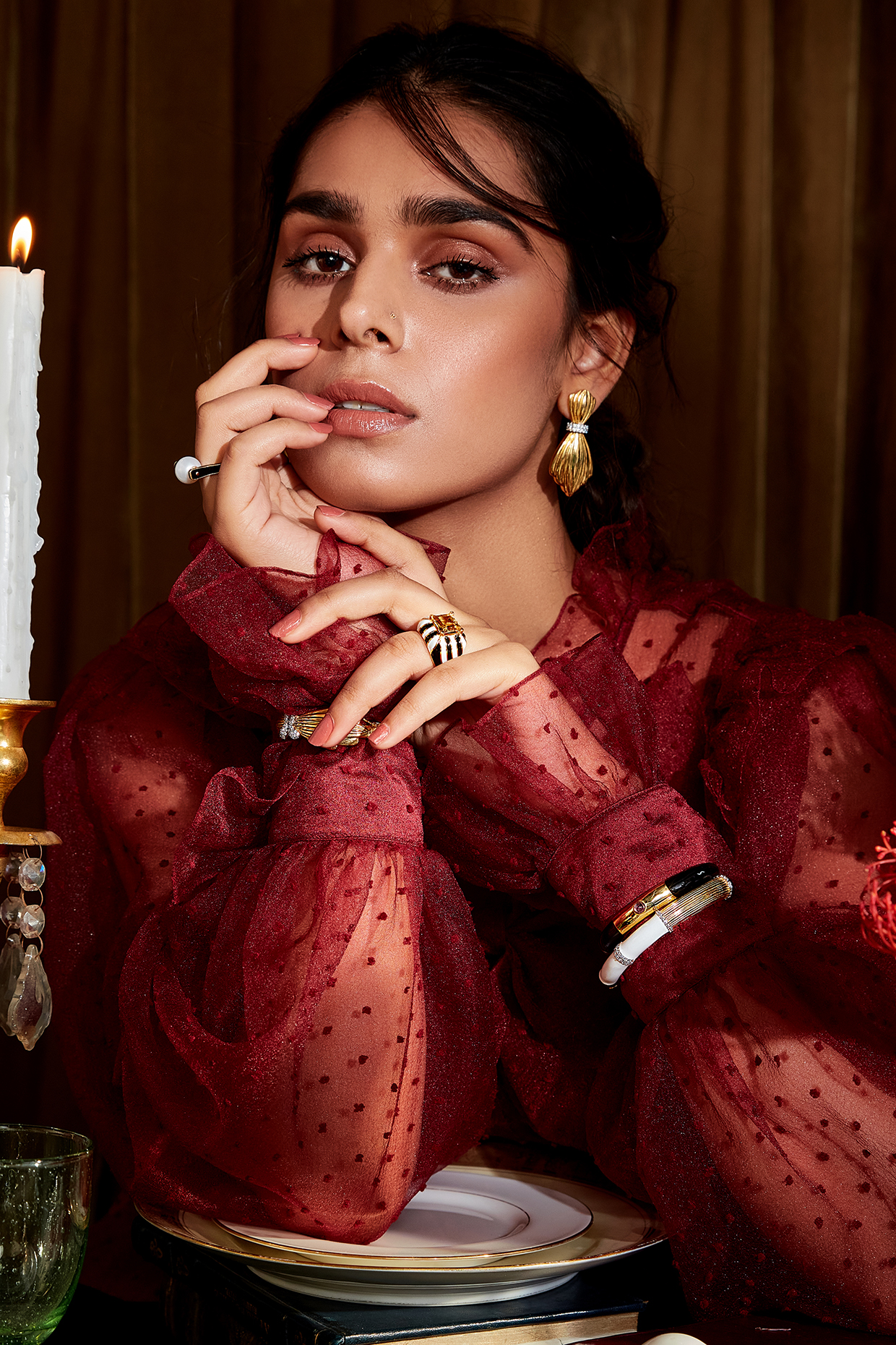 Gold Plated Enamel Ring In Sterling Silver by Janvi Sachdeva Design at Pernia's Pop Up Shop
