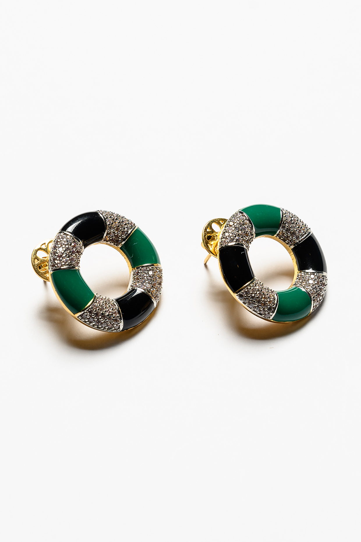 Gold Plated Enamel Stud Earrings In Sterling Silver by Janvi Sachdeva Design at Pernia's Pop Up Shop