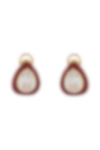 Gold Finish Zircon Stud Earrings In Sterling Silver by Janvi Sachdeva Design at Pernia's Pop Up Shop