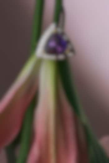 White Rhodium Finish Amethyst Stone Enameled Ring In Sterling Silver by Janvi Sachdeva Design at Pernia's Pop Up Shop