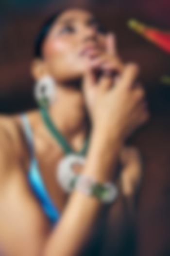 White Rhodium Finish Lemon Quartz Stone & CZ Diamond Bracelet In Sterling Silver by Janvi Sachdeva Design at Pernia's Pop Up Shop