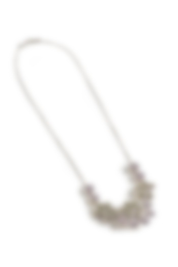 White Rhodium Finish Amethyst & Green Quartz Gemstone Necklace In Sterling Silver by Janvi Sachdeva Design at Pernia's Pop Up Shop