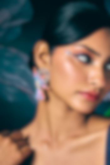 White Rhodium Finish Cz Diamond Enameled Earrings In Sterling Silver by Janvi Sachdeva Design at Pernia's Pop Up Shop