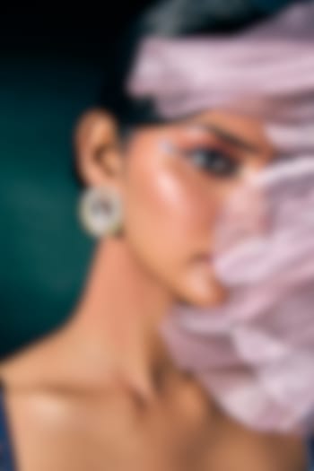 White Rhodium Finish Lemon Quartz & Cz Diamond Earrings In Sterling Silver by Janvi Sachdeva Design at Pernia's Pop Up Shop
