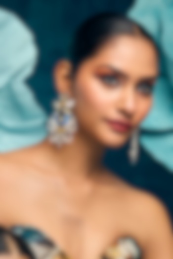 White Rhodium Finish Iolites Gemstone Dangler Earrings In Sterling Silver by Janvi Sachdeva Design at Pernia's Pop Up Shop