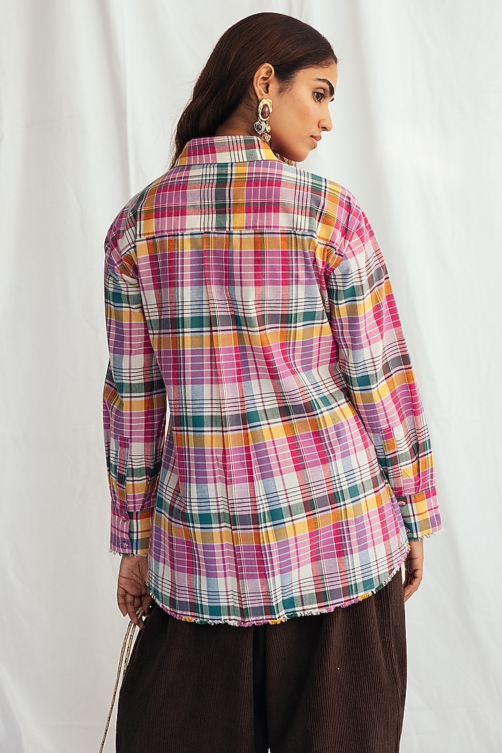 Pink Cotton Embroidered Wrap Shirt by Jodi at Pernia's Pop Up Shop
