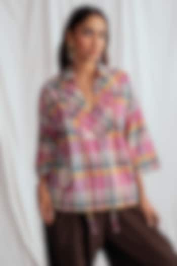 Pink Cotton Hand Embroidered Blouse by Jodi at Pernia's Pop Up Shop