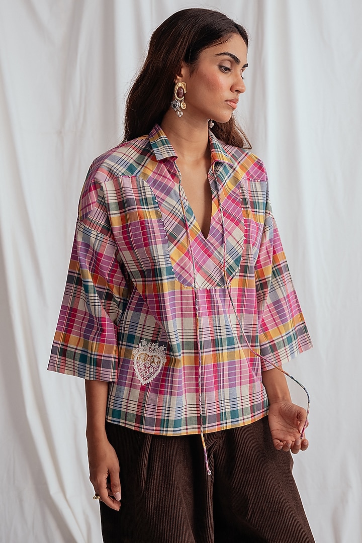 Pink Cotton Hand Embroidered Blouse by Jodi at Pernia's Pop Up Shop