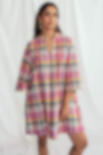 Pink Cotton Embroidered Shift Summer Dress by Jodi at Pernia's Pop Up Shop