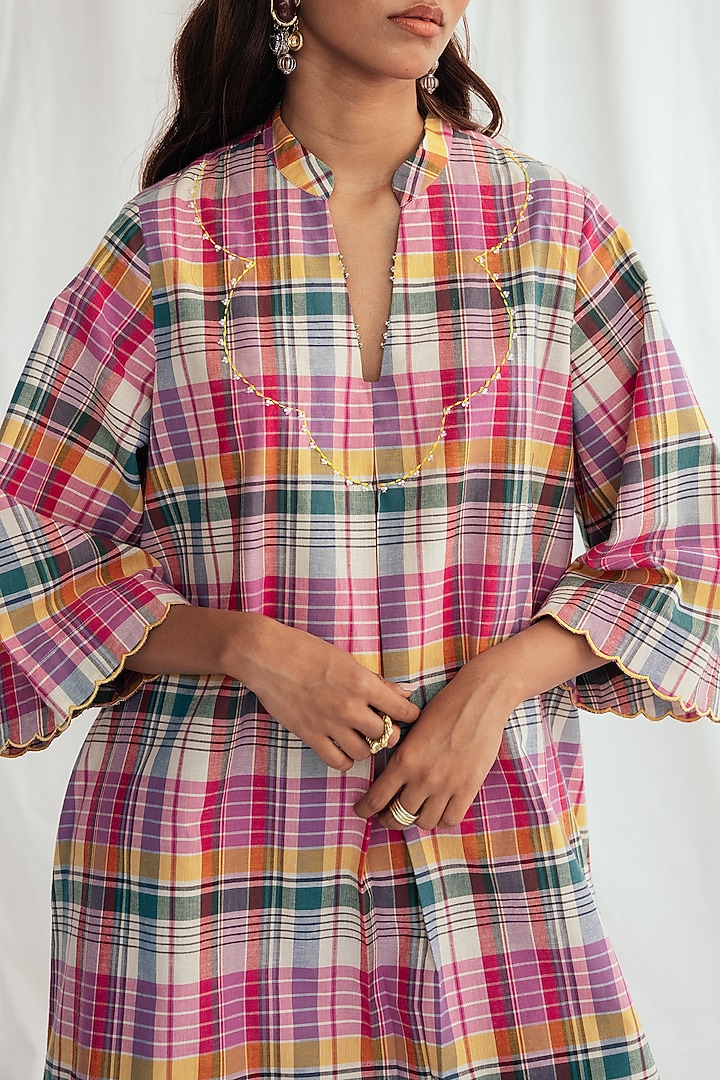 Pink Cotton Embroidered Shift Summer Dress by Jodi at Pernia's Pop Up Shop