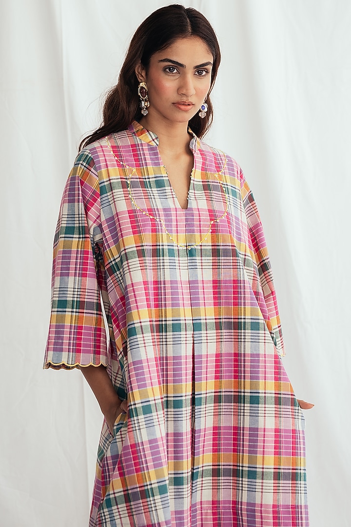 Pink Cotton Embroidered Shift Summer Dress by Jodi at Pernia's Pop Up Shop