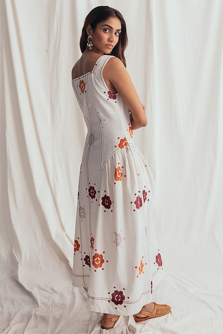 White Kala Cotton Block-Printed Summer Dress by Jodi at Pernia's Pop Up Shop