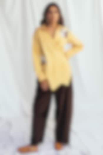 Yellow Kala Cotton Embroidered Wrap Shirt by Jodi at Pernia's Pop Up Shop