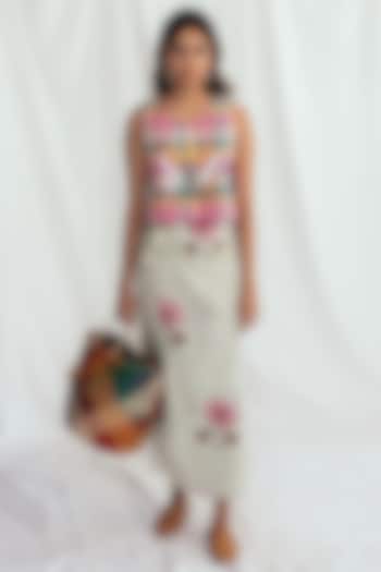 Pink Cotton Embroidered Bib by Jodi at Pernia's Pop Up Shop