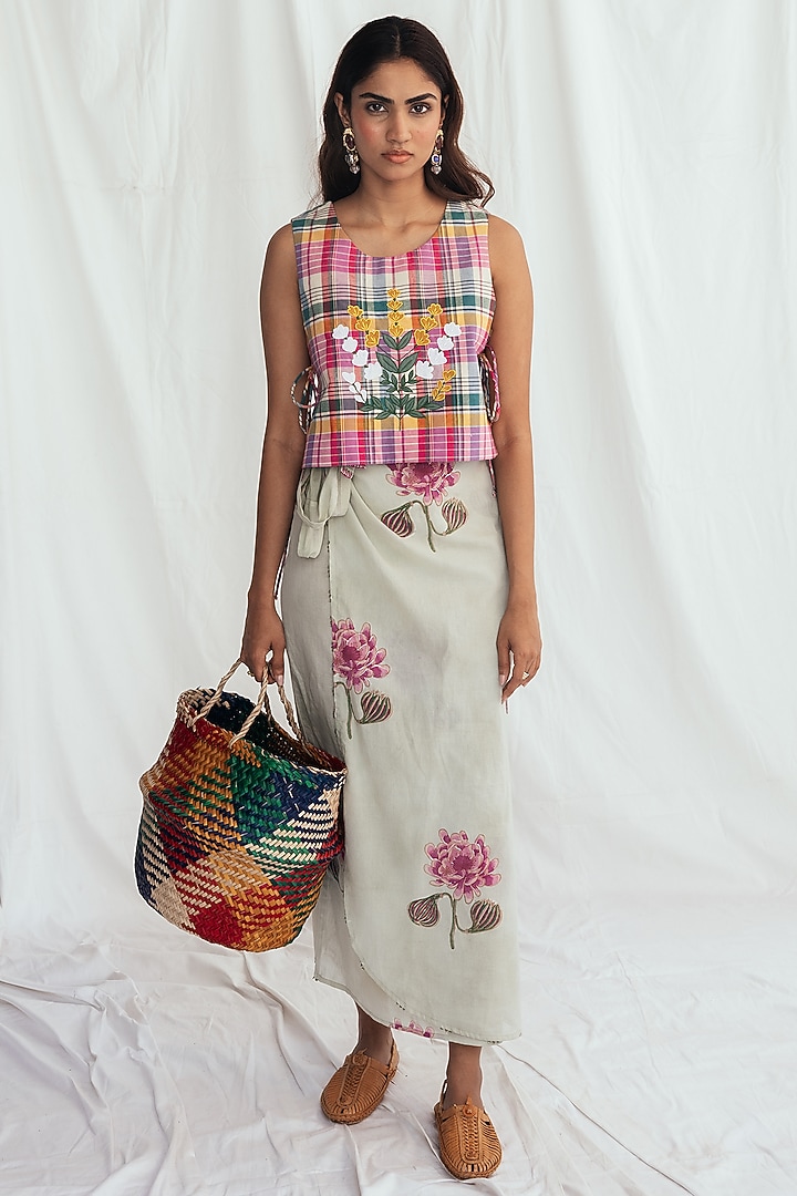 Pink Cotton Embroidered Bib by Jodi at Pernia's Pop Up Shop