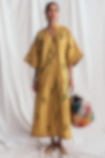 Yellow Cotton Silk Embroidered Summer Dress by Jodi at Pernia's Pop Up Shop