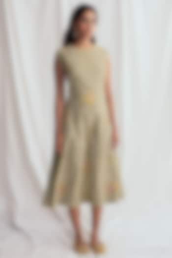 Green Cotton Printed & Embroidered Summer Dress by Jodi at Pernia's Pop Up Shop