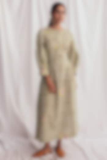 Green Cotton Printed & Embroidered Summer Dress by Jodi at Pernia's Pop Up Shop