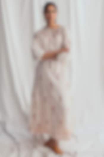 White Chanderi Embroidered Vacation Dress by Jodi at Pernia's Pop Up Shop