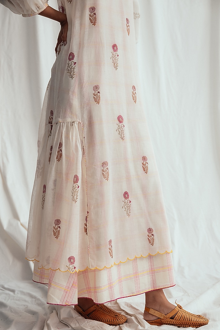 White Chanderi Embroidered Vacation Dress by Jodi at Pernia's Pop Up Shop