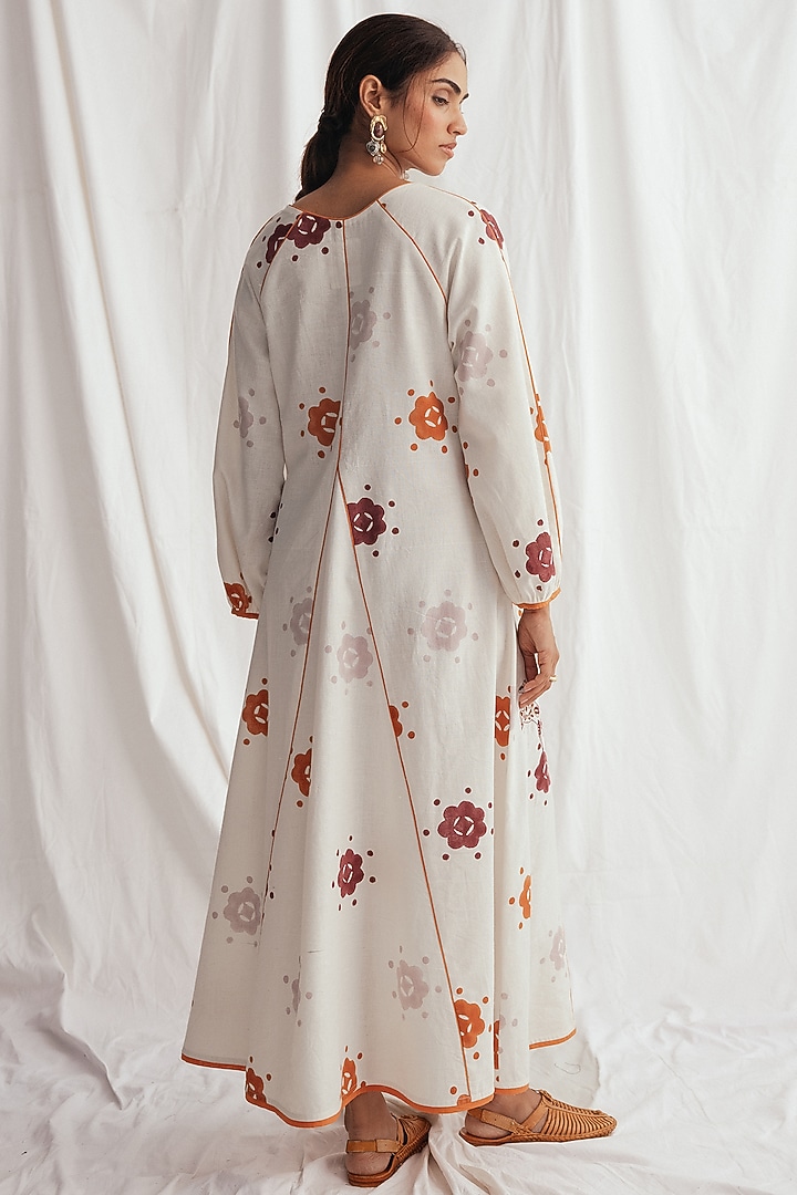 White Kala Cotton Hand-Block Printed & Embroidered Summer Dress by Jodi at Pernia's Pop Up Shop