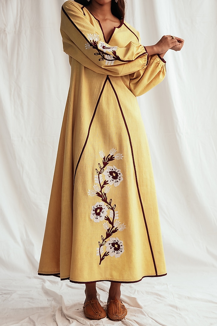 Yellow Kala Cotton Embroidered Vacation Dress by Jodi at Pernia's Pop Up Shop