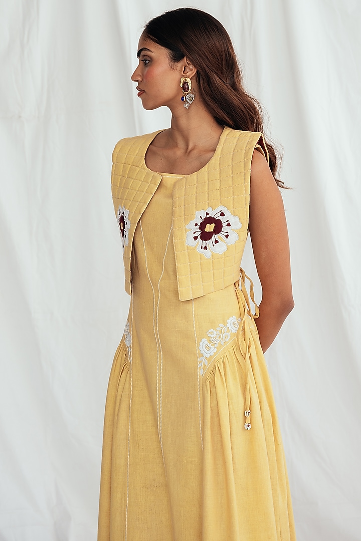Yellow Kala Cotton Embroidered Bib by Jodi at Pernia's Pop Up Shop