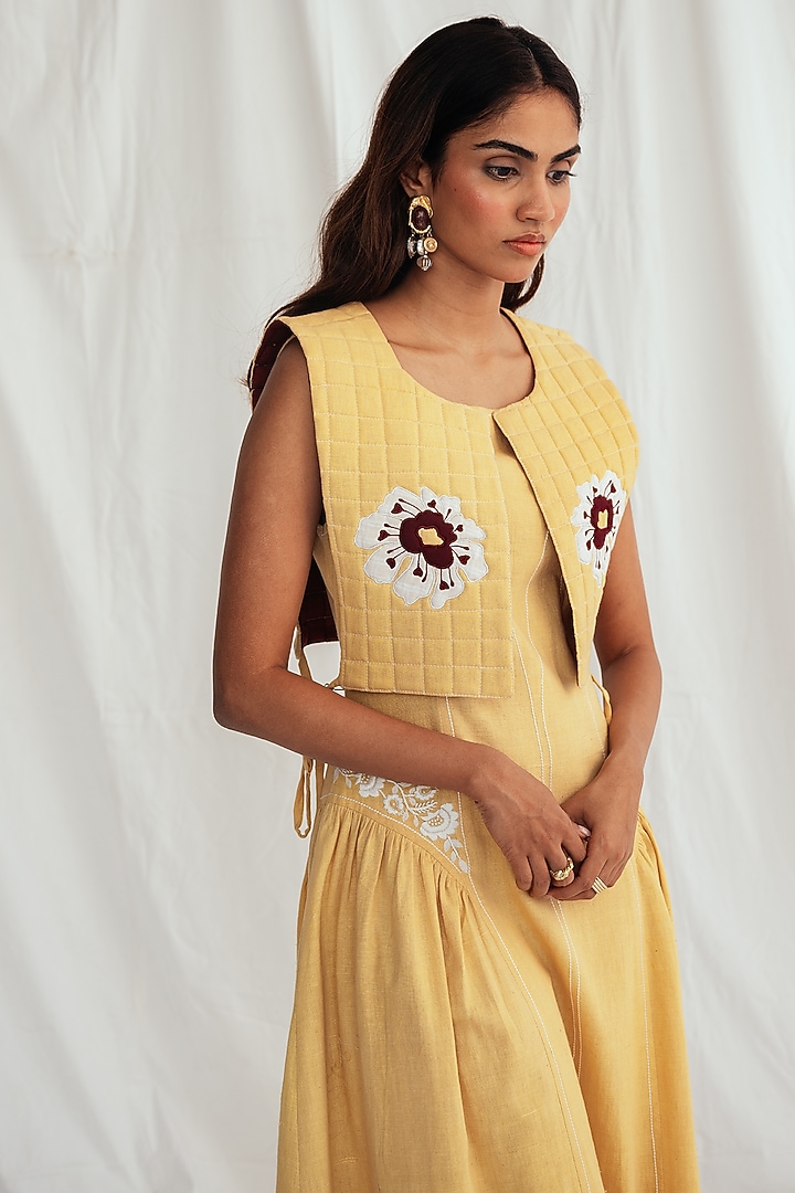 Yellow Kala Cotton Embroidered Bib by Jodi at Pernia's Pop Up Shop