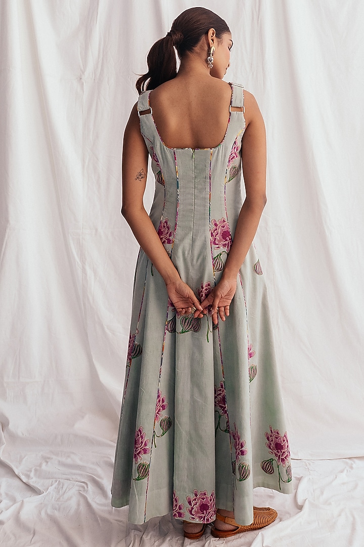 Green Cotton Hand-Block Printed Summer Dress by Jodi at Pernia's Pop Up Shop