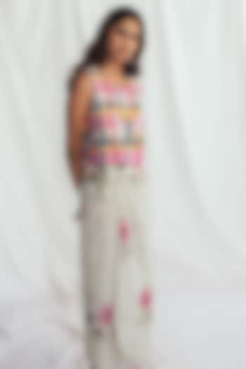 Green Cotton Hand-Block Printed & Embroidered Wrap Skirt by Jodi at Pernia's Pop Up Shop