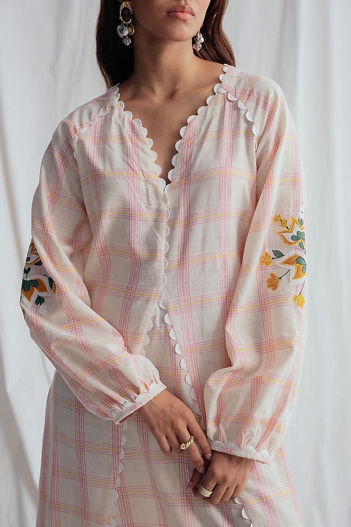 Pink & White Cotton Embroidered Vacation Dress by Jodi at Pernia's Pop Up Shop