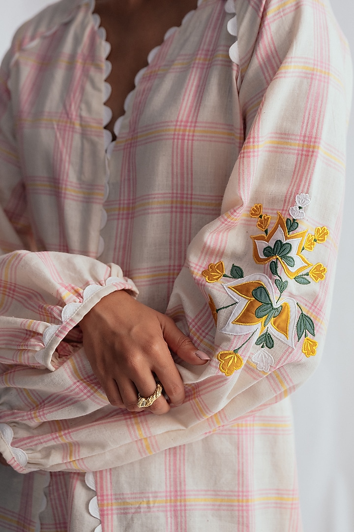 Pink & White Cotton Embroidered Vacation Dress by Jodi at Pernia's Pop Up Shop