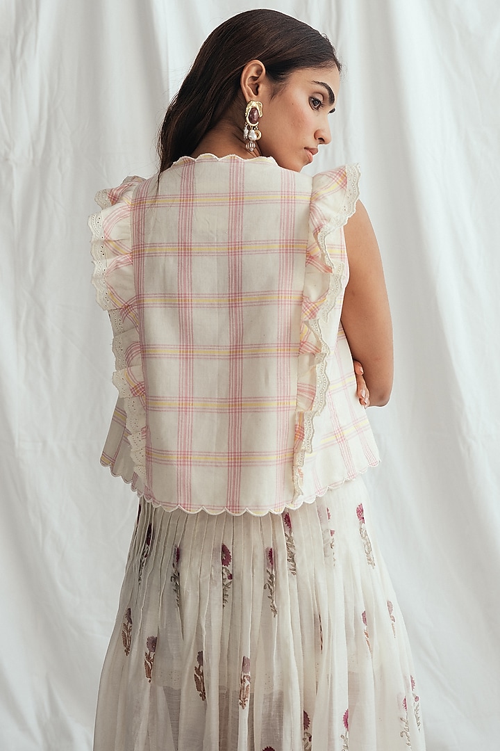 Pink & White Cotton Embroidered Blouse by Jodi at Pernia's Pop Up Shop
