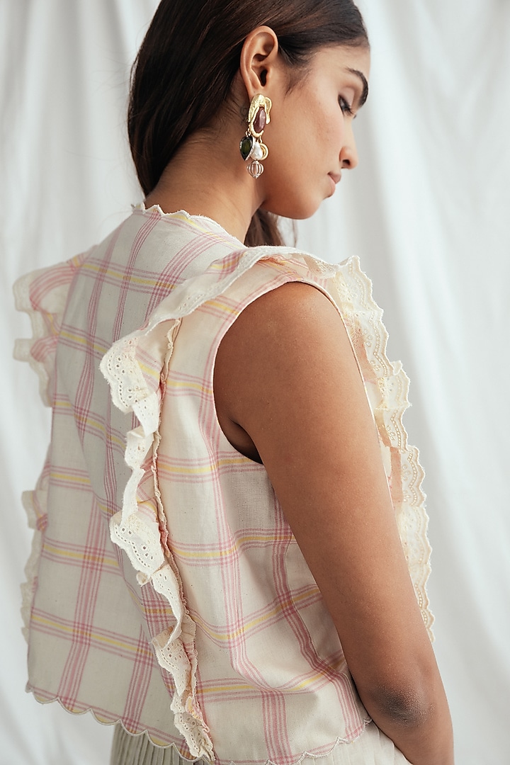 Pink & White Cotton Embroidered Blouse by Jodi at Pernia's Pop Up Shop