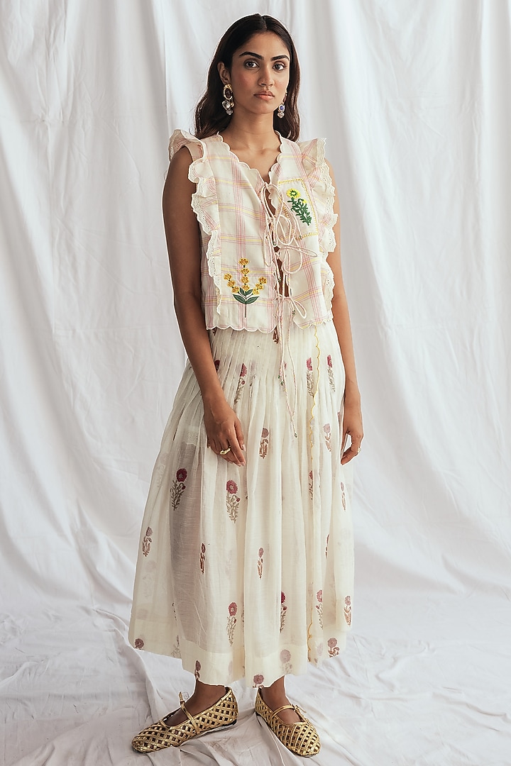 Pink & White Cotton Embroidered Blouse by Jodi at Pernia's Pop Up Shop