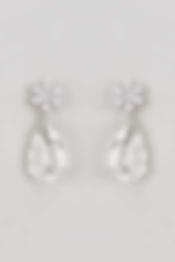 White Finish Zircon & White Stone Dangler Earrings by Johori at Pernia's Pop Up Shop
