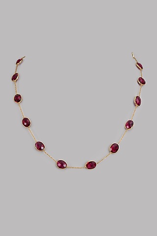 Gold Plated Ruby Stone Chain Necklace by Johori at Pernia's Pop Up Shop ...
