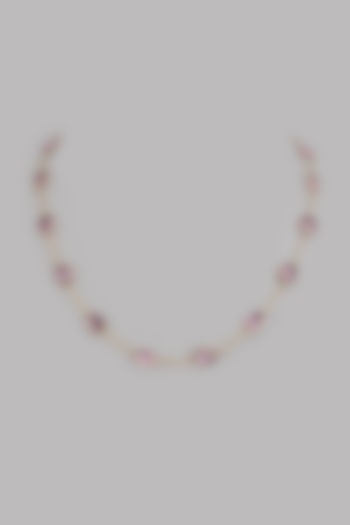 Gold Plated Pink Stone Chain Necklace by Johori at Pernia's Pop Up Shop