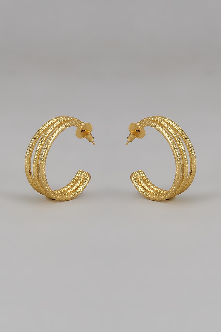 Gold Finish Handcrafted Hoop Earrings by Johori