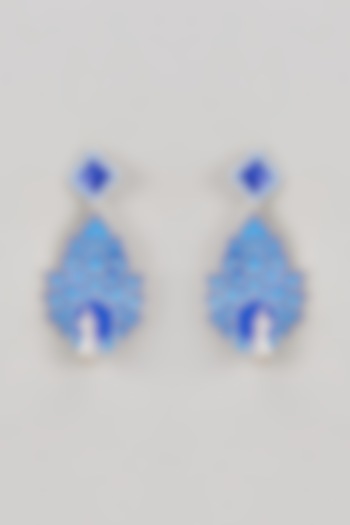 White Finish Enamelled Dangler Earrings by Johori at Pernia's Pop Up Shop