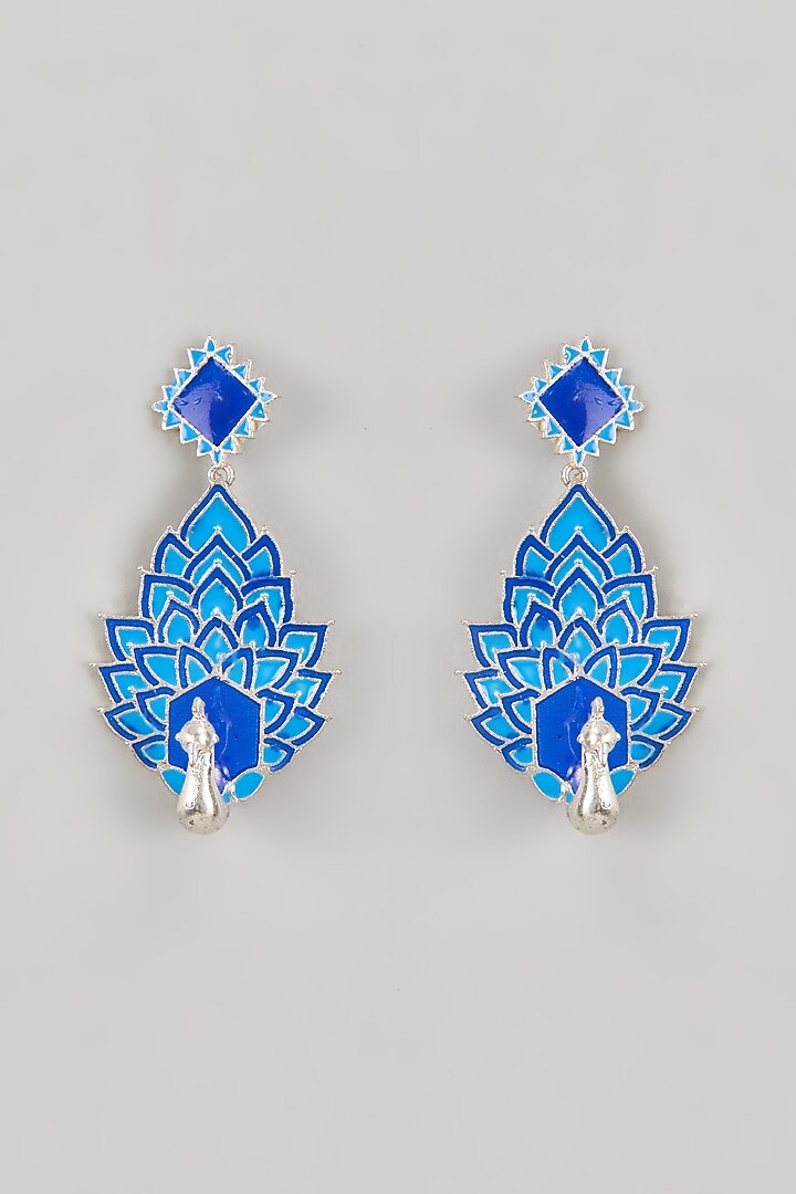 White Finish Enamelled Dangler Earrings by Johori at Pernia's Pop Up Shop