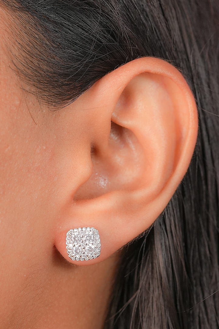 Silver & Zircon Stud Earrings - From Rajasthan Silver & Zircon Stud Earrings - From Rajasthan