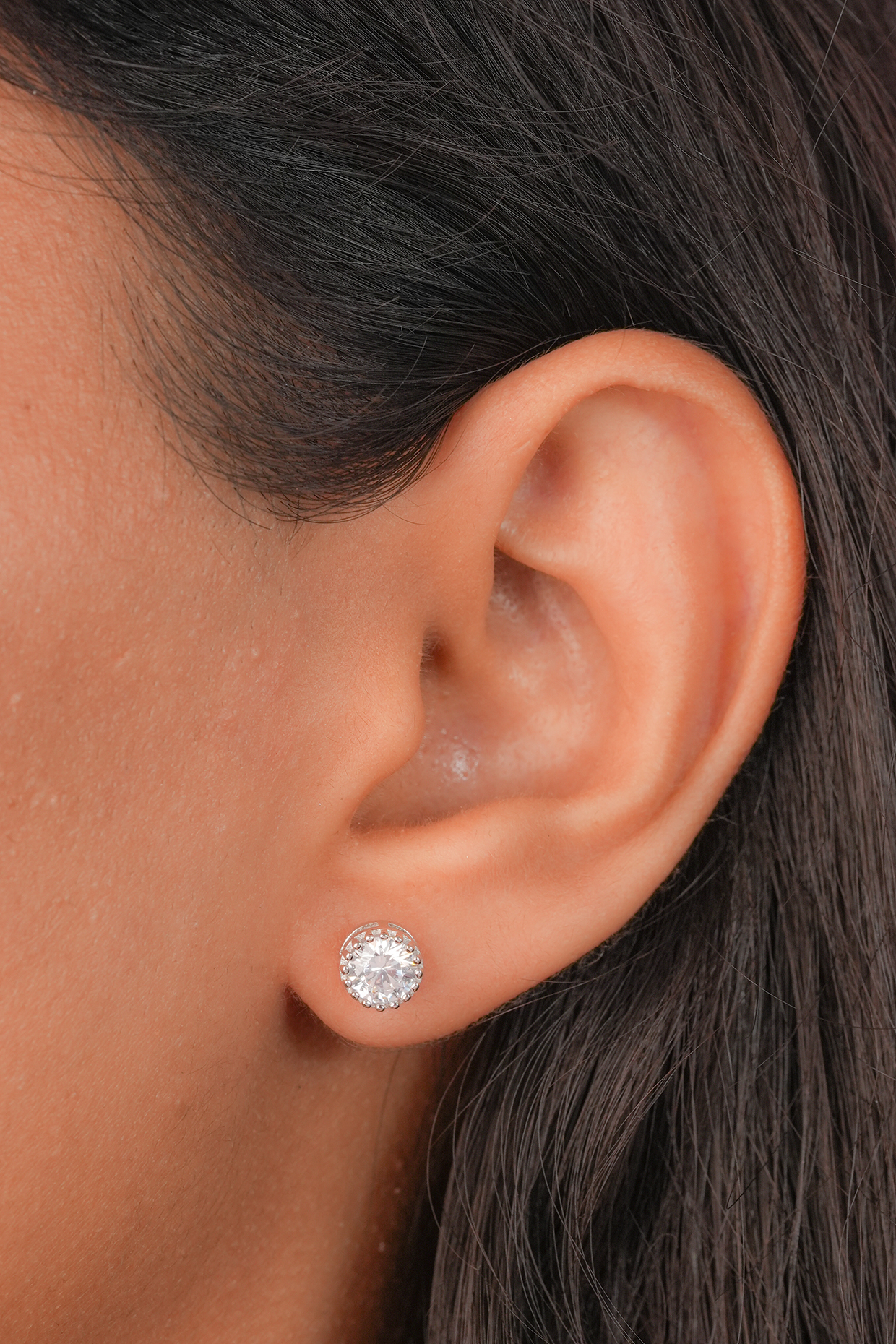 Silver & Zircon Stud Earrings - From Rajasthan Silver & Zircon Stud Earrings - From Rajasthan