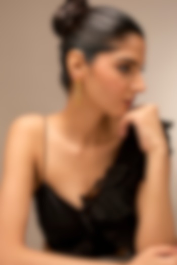 Gold Finish Yellow Sapphire Stone Dangler Earrings by Johori at Pernia's Pop Up Shop