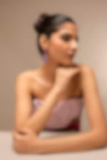 Gold Finish Purple Stone Dangler Earrings by Johori at Pernia's Pop Up Shop