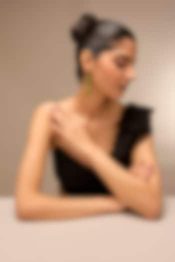 Gold Finish Green Stone Dangler Earrings by Johori at Pernia's Pop Up Shop