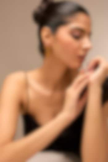 Gold Finish Champagne Sapphire Stone Dangler Earrings by Johori at Pernia's Pop Up Shop