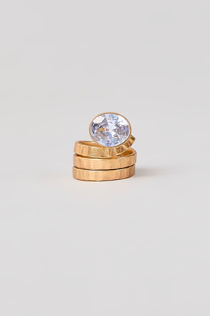 Gold Finish Gemstone Adjustable Ring by Johori at Pernia's Pop Up Shop