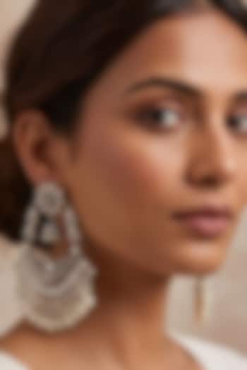 Oxidised Silver Finish Pearl Beaded Dangler Earrings by Johori at Pernia's Pop Up Shop