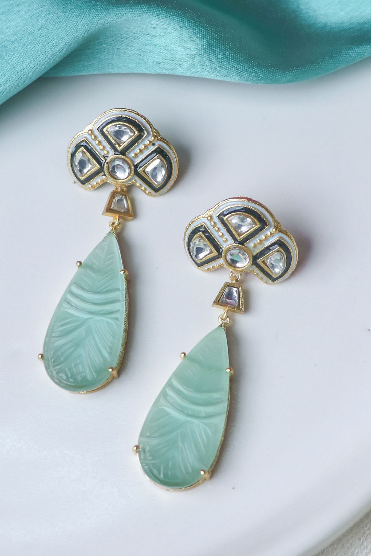 Buy Kundan And Carved Stone Earrings by RITU SINGH at Ogaan Market Online  Shopping Site